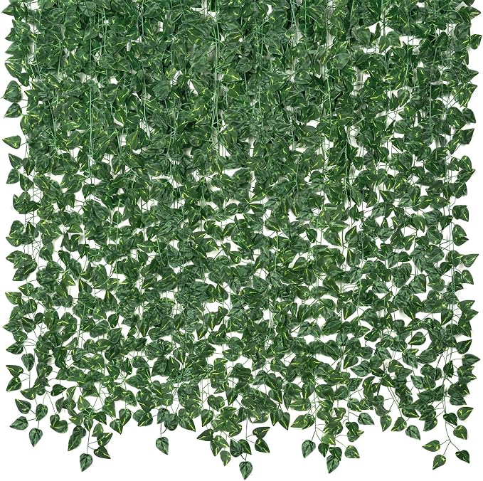 CQURE 14 Pack 98Ft Artificial Ivy Garland, Fake Vines UV Resistant Greenery by CQURE