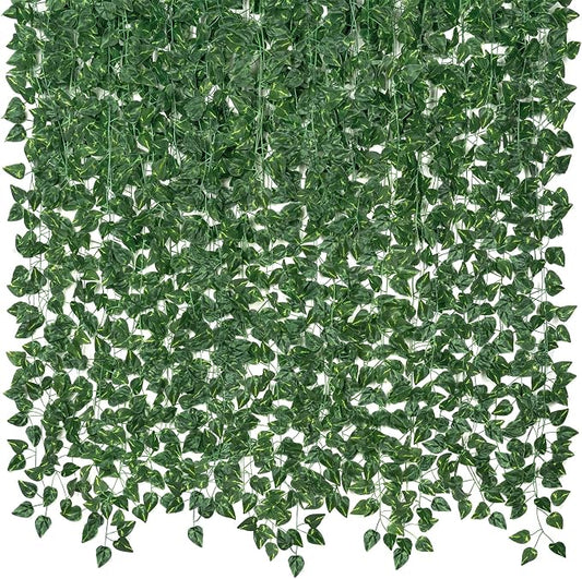 CQURE 14 Pack 98Ft Artificial Ivy Garland, Fake Vines UV Resistant Greenery by CQURE