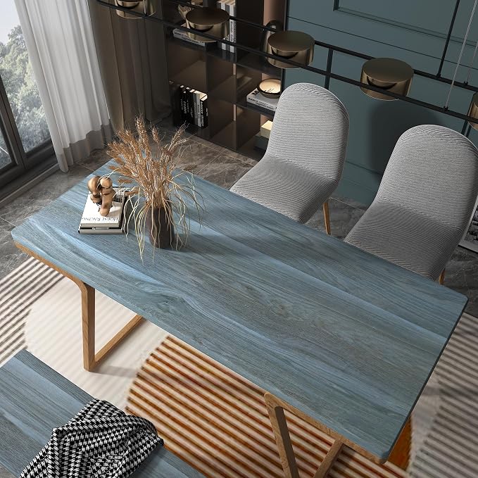 Bomeng Blue Wood Grain Contact Paper Grey Wood Look Wallpaper Peel and Stick - Image 3