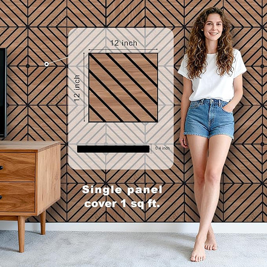 WoveN SounD Artisan Acoustic Wall Panels, 16 Pack 12x12 Inch, PVC Wood Grain - Image 2