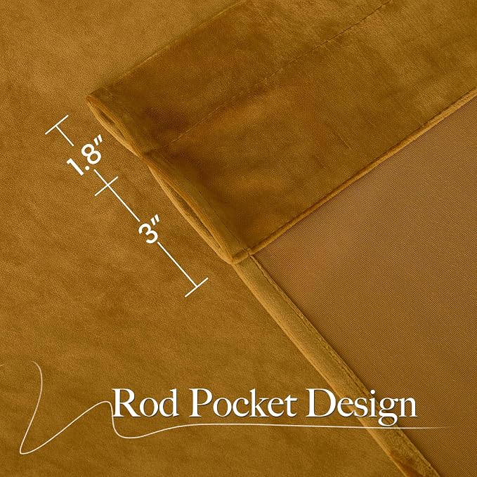 NICETOWN Yellow Velvet Curtains 90 inch Long - Image 5