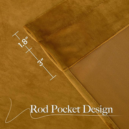 NICETOWN Yellow Velvet Curtains 90 inch Long - Image 5