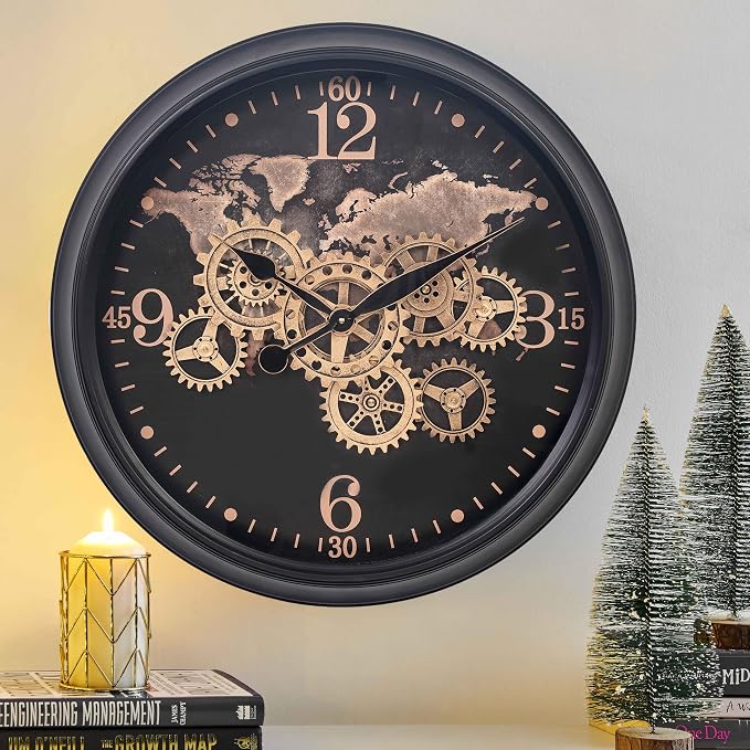 CLXEAST 24 Inch Moving Gear Wall Clock by CLXEAST