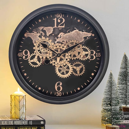 CLXEAST 24 Inch Moving Gear Wall Clock by CLXEAST