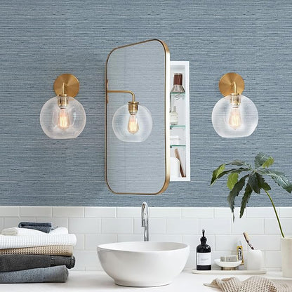 Simon&Siff Grey Blue Textured Grasscloth Peel and Stick Wallpaper 17.7"x394" - Image 4