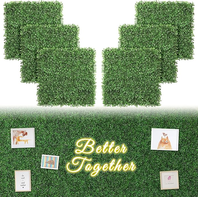 Luyue 6PCS 20”×20” Boxwood Panels, Artificial Grass Wall Panels Fake Greenery by Luyue
