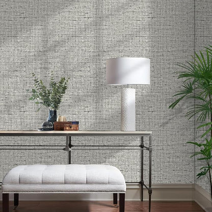 Grey Grasscloth Wallpaper Peel and Stick Contact Paper 15.75"x118.11" Textured - Image 5