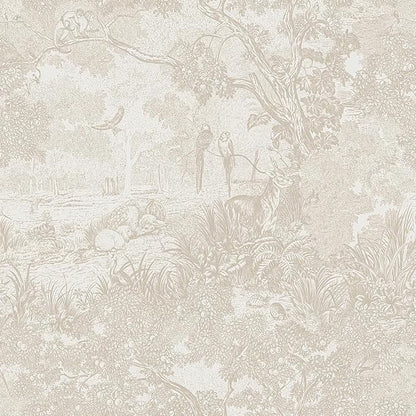 Heroad Peel and Stick Wallpaper Beige Neutral Vintage Forest Animals Floral by HeroadBrand