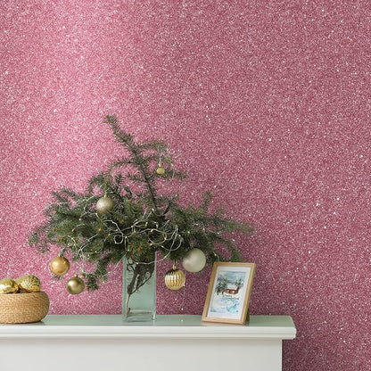 CHIHUT 15.7''x236'' Pink Glitter Peel and Stick Wallpaper Self Adhesive Sparkle - Image 3