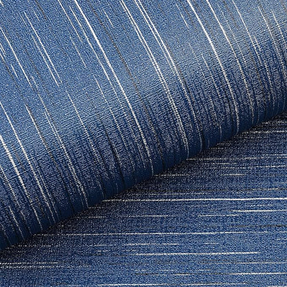 Livelynine Blue Grasscloth Peel and Stick Wallpaper Textured Prepasted Navy - Image 5