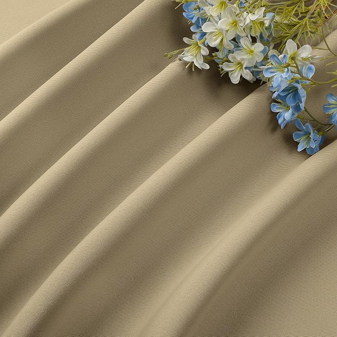CUCRAF Beige Blackout Curtains 108 inch Length 2 Panels Set, Rod Pocket Room - Image 7
