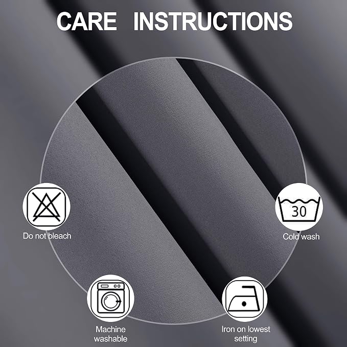 LEMOMO Blackout Curtains 66 x 84 inch/Grey Curtains Set of 2 Panels/Thermal - Image 4