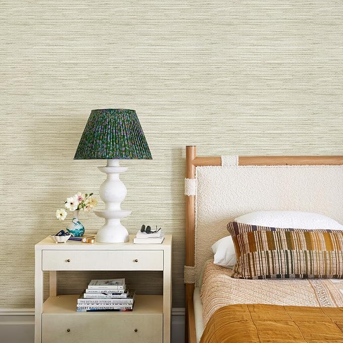 JiffDiff Grasscloth Wallpaper Peel and Stick Cream Grassweave Peel & Stick Wall - Image 5