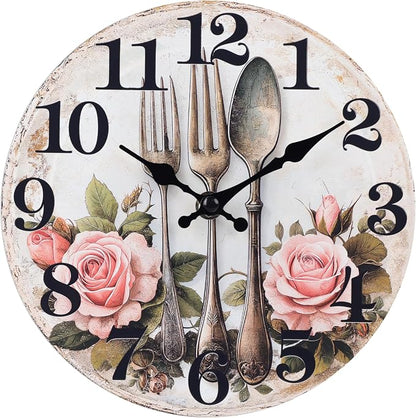 Kitchen Wall Clock, Vintage Floral Wall Clocks by HorizentWallClock