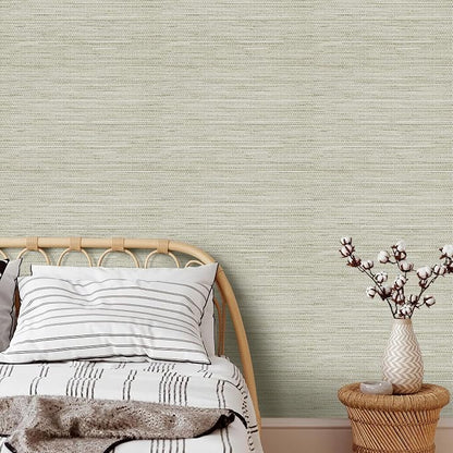 Rugreat Textured Grasscloth Wallpaper Peel and Stick 472inL 17.3inW Beige - Image 4