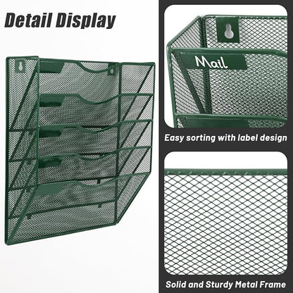 EASEPRES 5 Pocket Mesh Hanging File Organizer, Wall Mounted Mail Paper Document - Image 3