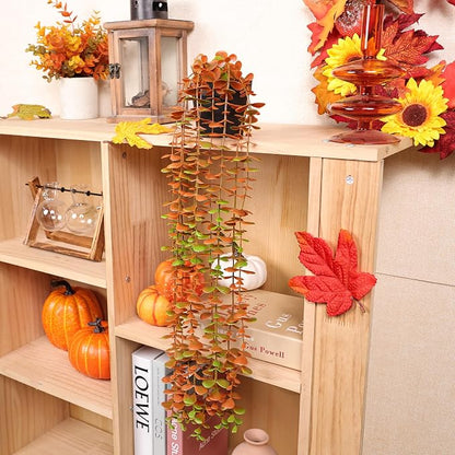 Der Rose 1Pcs Fake Fall Plants Hanging Orange Artificial Potted Faux Eucalyptus - Image 4