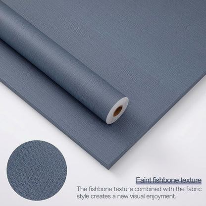 24"x393" Navy Blue Grasscloth Peel and Stick Fabric Textured Contact Paper - Image 3