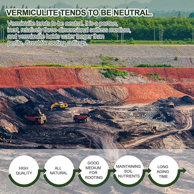 10QT Horticultural Vermiculite Bulk, Organic Vermiculite for Plants, Course Grade Vermiculite for Gardening, for houseplants, for Mushrooms, to Maintain Soil Moisture and Plant Growth(2-4mm)