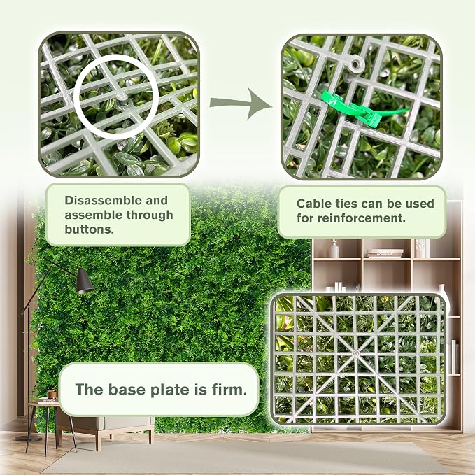 Greenery Faux Grass Wall Backdrop: 80"x120" UV-Anti Artificial Green Boxwood - Image 4