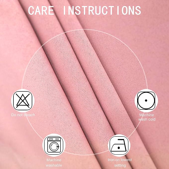 LEMOMO Pink Blackout Curtains/42 x 84 Inch/Set of Two Panels Grommet Bedroom - Image 5
