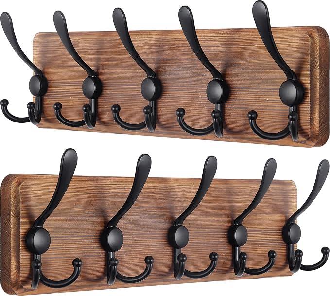 SKOLOO Rustic Wall Mounted Coat Rack: 16" Stud Spacing, Pine Real Wood Plank by SKOLOO