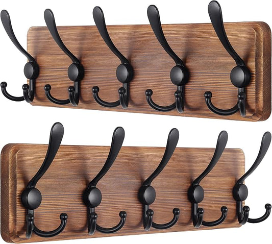 SKOLOO Rustic Wall Mounted Coat Rack: 16" Stud Spacing, Pine Real Wood Plank by SKOLOO