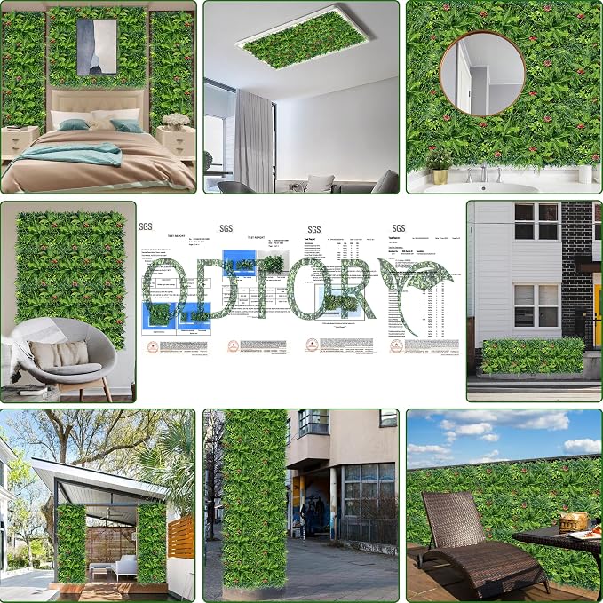 ODTORY Artificial Grass Wall Backdrop Panels: 40×40 in UV-Anti Greenery Boxwood - Image 6