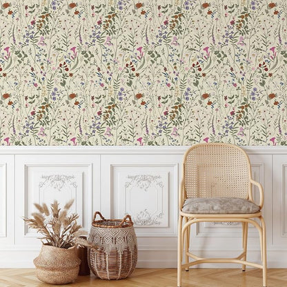 JiffDiff Floral Wallpaper Peel and Stick- 1181" x 17.3" Farm Floral Wall Paper - Image 3