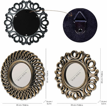 BONNYCO Wall Mirrors Pack of 3, Round Gold Mirrors - Image 4