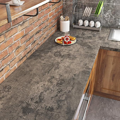 Livelynine 15.8x394 Peel and Stick Wallpaper Concrete Look Brown Masculine Dark - Image 3