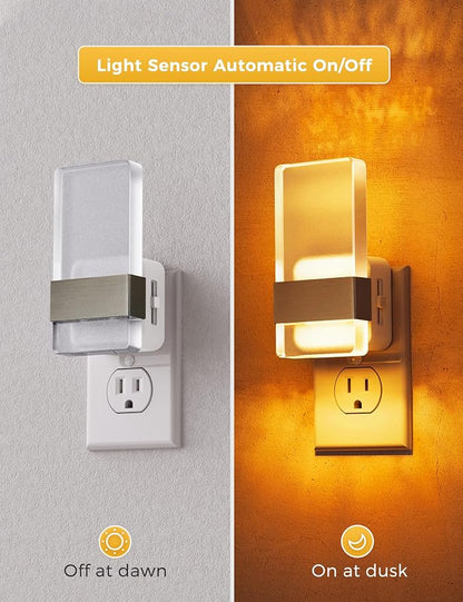 L LOHAS LED Night Light, Amber Night Lights Plug Into Wall, 2 Pack Dusk-to-Dawn - Image 2