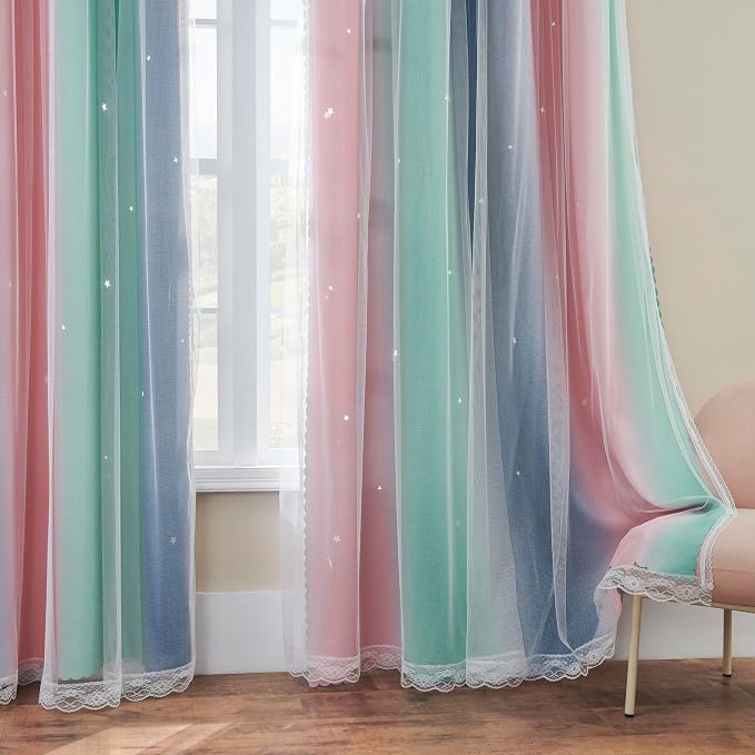 XiDi Pink Grey 84 inchs Long Curtains - Image 7