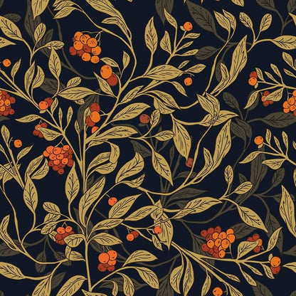 Dark Floral Wallpaper Peel Stick, Vintage Botanical Removable Contact Paper by VOLEAARWALLPAPER
