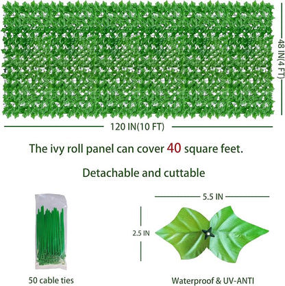 ODTORY Artificial Ivy Privacy Fence Wall Screen: 48X120 in UV-Anti Faux - Image 2