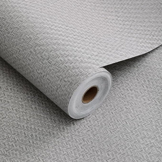 Haimin Fabric Wallpaper Textured Contact Paper Gray Grasscloth Wallpaper Peel by HaiminHomeDecorWallpaper