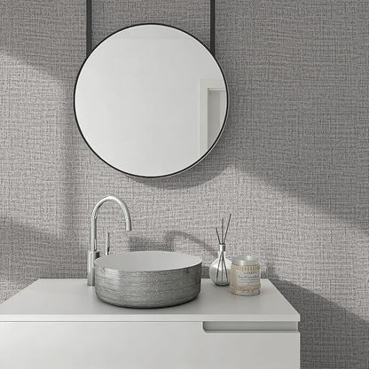Guvana Grasscloth Peel and Stick Wallpaper Grey Textured Contact Paper Modern - Image 4