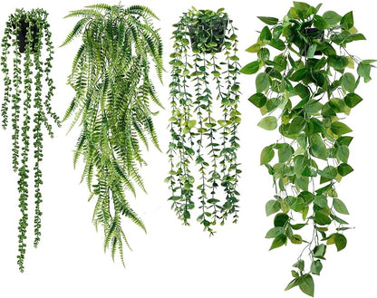 Sggvecsy Fake Hanging Plants 4 Pack Artificial Hanging Plants Fake Potted by Sggvecsy