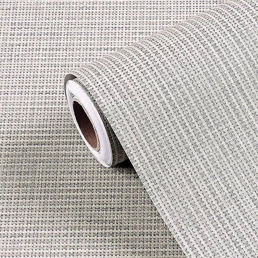 FunStick 24"x200" Grey Grasscloth Peel and Stick Wallpaper by FunStick