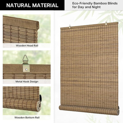 LazBlinds Cordless Bamboo Blinds, Bamboo Roll Up Shades - Image 2