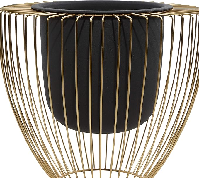 Deco 79 Contemporary Metal, Set of 2 Planters 10", 12"H, Black