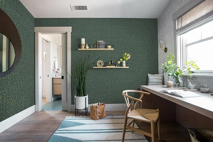 Guvana Grasscloth Peel and Stick Wallpaper Green/Gold Textured Contact Paper - Image 4