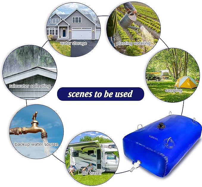 1000Gal Portable Water Storage Bladder, Foldable Large Capacity Container Water Tank, Agricultural Irrigation, Camping, Firefighting, Outdoor Household Water