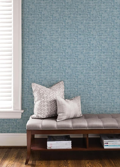 NuWallpaper NU2918 Navy Poplin Texture Peel & Stick Wallpaper - Image 2