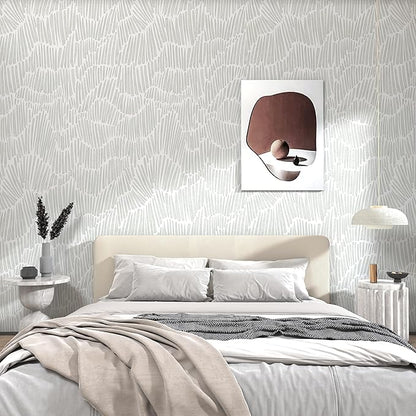 Theper Green Wallpaper 17.3"×197" Modern Striped Peel and Stick Wallpaper Boho - Image 5