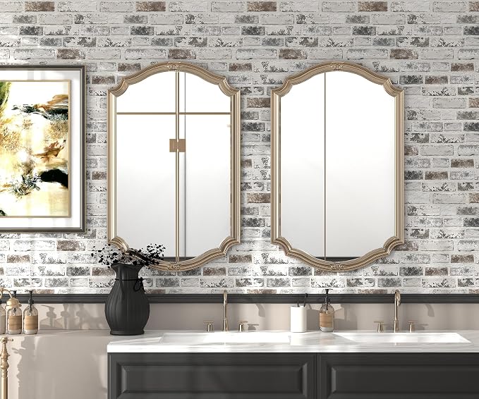 Brick Wallpaper Peel and Stick Wallpaper 17.3"x78.8" Grey and White 3D Brick - Image 5