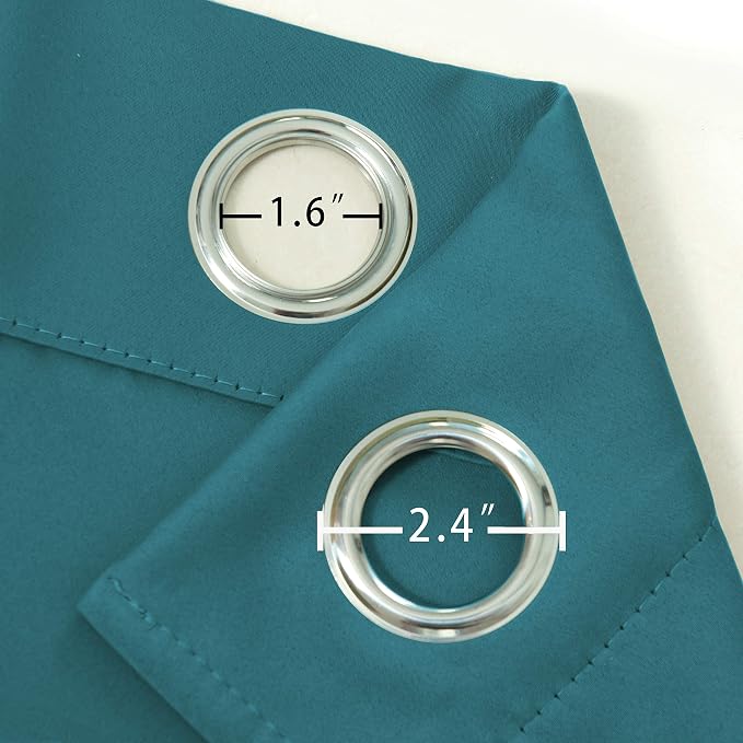 LEMOMO Blackout Curtains 66 x 95 inch/Sea Teal Curtains Set of 2 Panels/Thermal - Image 6