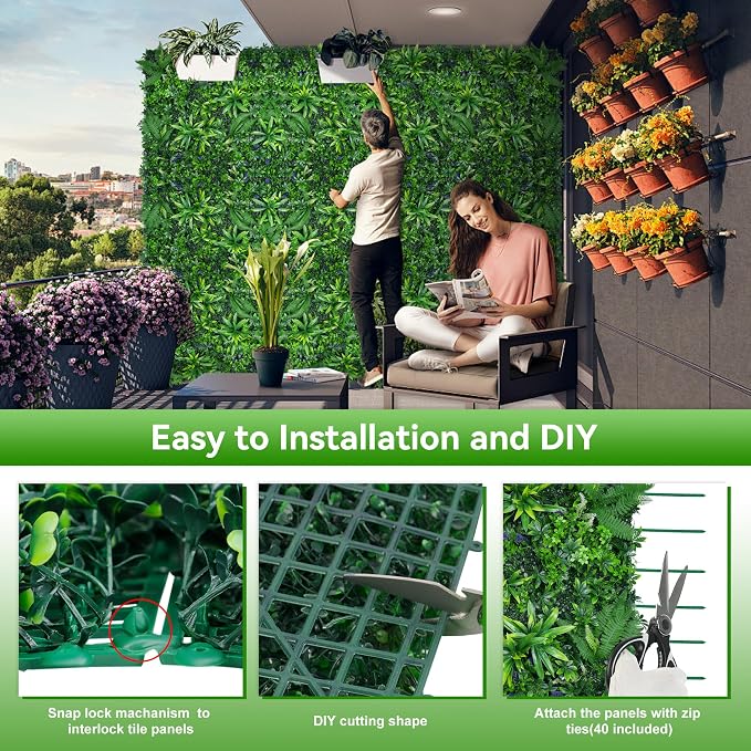 Artificial Grass Wall Panels, UV-Anti Fake Greenery Plant Boxwood Panels - Image 5