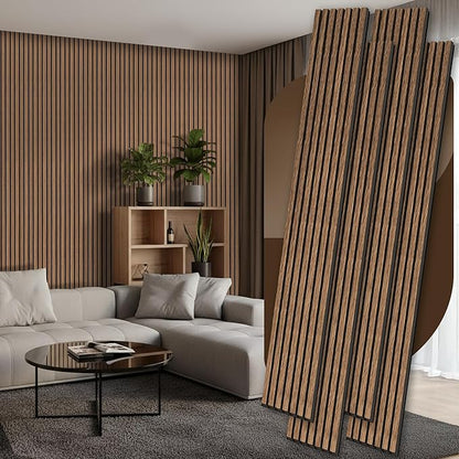 4 Pack Wood Panels for Wall, 106.3" × 11" Wood Slat Acoustic Panels for Wall by Ritollo