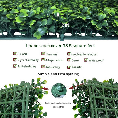 ODTORY Artificial Boxwood Roll: 40x120 in UV-Anti Faux Ivy Boxwood Hedge Leaf - Image 3